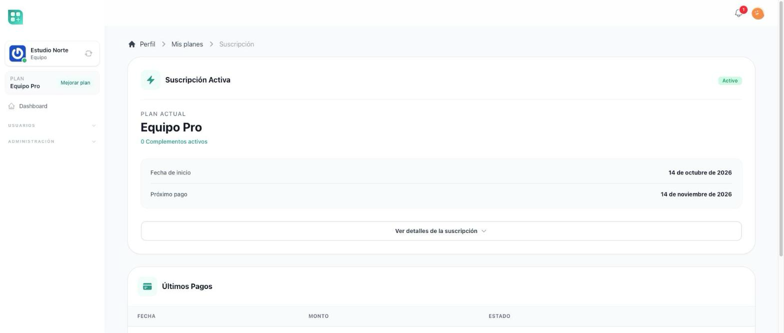 The subscription of a team, with its current plan and its next payment